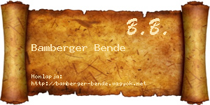 Bamberger Bende névjegykártya